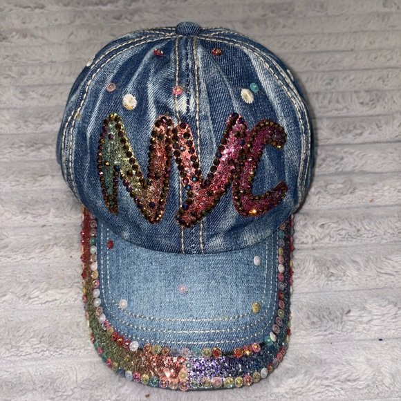 cindy claire Accessories - ✨Bedazzled NYC Denim Baseball Cap – By Cindy Claire✨